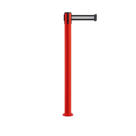 MONTOUR LINE Stanchion Belt Barrier Fixed Base Red Post 9ft.Black/Wh HL Belt MSX630F-RD-BWH-90